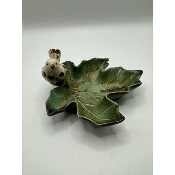 Vintage Ceramic Bird on a Leaf Trinket Dish - Picture 3 of 4